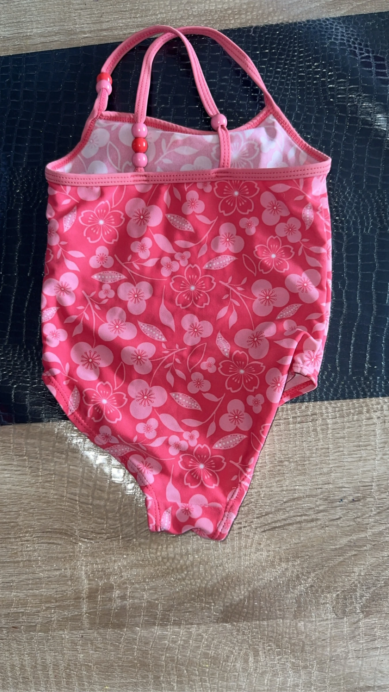 Eendelig badpak voor kleine meisjes roze met bloemen – photo 2